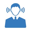 Cia spy, listener icon. Blue color design