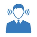 Cia spy, listener icon. Blue color design