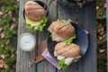 Ciabatta baguette sandwiches with ham, cheese and lettuce Royalty Free Stock Photo