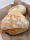 Ciabatta bread on the brown bag