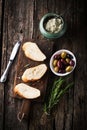 Ciabatta Bread with cheese paste and rosemary