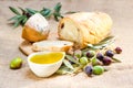 Ciabatta bread with olive oil. Royalty Free Stock Photo