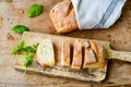 Ciabatta bread, olive oil and parmesan cheese Royalty Free Stock Photo