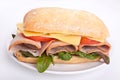 Ciabatta bread sandwich Royalty Free Stock Photo