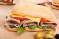 Ciabatta bread sandwich with Meat Royalty Free Stock Photo