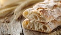 ciabatta with ears on the wooed table Royalty Free Stock Photo