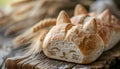 ciabatta with ears on the wooed table Royalty Free Stock Photo