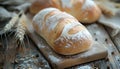 ciabatta with ears on the wooed table Royalty Free Stock Photo
