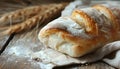 ciabatta with ears on the wooed table Royalty Free Stock Photo
