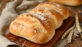 ciabatta with ears on the wooed table Royalty Free Stock Photo
