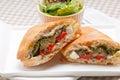 Ciabatta panini sandwichwith vegetable and feta