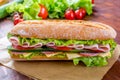 Ciabatta Sandwich with ham and salami Royalty Free Stock Photo