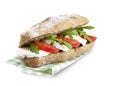 Ciabatta sandwich mozarella tomato with clipping path Royalty Free Stock Photo