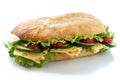 Ciabatta sandwich with salad, tomato, cucumber and cheese