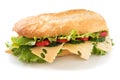 Ciabatta sandwich with salad, tomato, cucumber and cheese