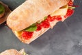 Ciabatta sandwich with salami