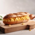 Ciabatta sandwich with scrambled eggs Royalty Free Stock Photo