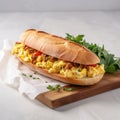 Ciabatta sandwich with scrambled eggs Royalty Free Stock Photo