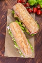 Ciabatta Sandwiches with Ham and veg Royalty Free Stock Photo