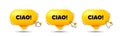 Ciao welcome tag. Hello invitation offer. Click here buttons. Vector