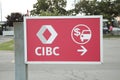 tor, canada - august 10, 2023: cibc canadian imperial bank of commerce drive thru atm bank machine sign. p Royalty Free Stock Photo