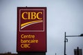 CIBC logo, in front of one of their banking center in Montreal. Called as well Canadian Imperial Bank of Commerce