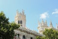 Cibeles Torres seen through trees, Madrid, Spain