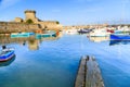 Ciboure, France - Sept 26, 2016: Fishing harbour of Ciboure, Basque country. Small coloreful fish boats on the old port of the cit