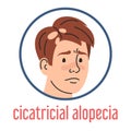 Cicatricial alopecia vector isolated. Sad man portrait