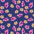 Daisies with leaves pattern elegant flowers wallpaer design