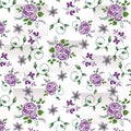 Roses on square decorative botanical wallpaper