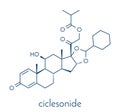 Ciclesonide glucocorticoid drug molecule. Skeletal formula. Royalty Free Stock Photo