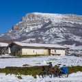 Cicloturis bicycle and hermitage of San Juan, in the valley of the Sakana Barranca Royalty Free Stock Photo