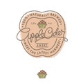 Cider logo and label. Retro lettering. Apple cider label and basket of apples.