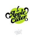 Cider logo. Letter composition and green apple emblem.
