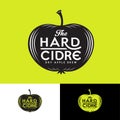 Cider logo. Letters and apple silhouette. Vintage lettering. Apple cider label.