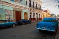 Cienfuegos, Cuba: American retro car on the streets of the Cuban city