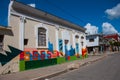 Cienfuegos, Cuba: Cuban street houses drawings with colorful graffiti