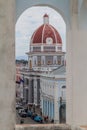 CIENFUEGOS, CUBA - FEBRUARY 11, 2016: Palacio de Gobierno Government Palace at Parque Jose Marti square in Cienfuegos Royalty Free Stock Photo