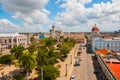 CIENFUEGOS, CUBA: View from the terrace of the building Municipality, City Hall, Government Palace and Catheadral of Immaculate Co