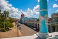 CIENFUEGOS, CUBA: The view from the top of the building Municipality, City Hall, Government Palace. Parque Jose Marti square in th Royalty Free Stock Photo