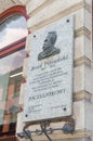 Plaque dedicated to Jozef Klemens Pilsudski, Polish statesman who served as the Chief of State