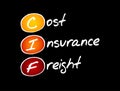 CIF - Cost Insurance Freight, acronym