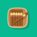 Cigar cuban wooden box or case vector icon flat cartoon design clipart