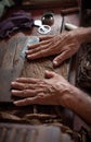 Cigar rolling or making by torcedor in cuba