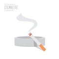 Cigarette on the ashtray flat vector.