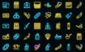 Cigarette and cigar accessories icons set outline vector. Box addiction Royalty Free Stock Photo