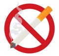 The cigarette is crossed out with a prohibition sign. Smoking is bad for your health. Vector illustration on a white Royalty Free Stock Photo