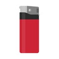 Cigarette disposable lighter red vector flat icon isolated white. Addiction accessory tool danger silhouette Royalty Free Stock Photo