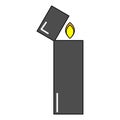 Cigarette lighter icon. Gray symbol. Fire sign. Outline element. Isolated object. Vector illustration. Stock image. Royalty Free Stock Photo